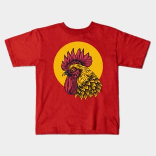 Rooster Yellow Circle Kids T-Shirt